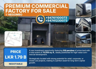 Premium Commercial Factory for Sale in Negombo | Investment LKR 1.79 Billion (Negotiable) (CP4753)